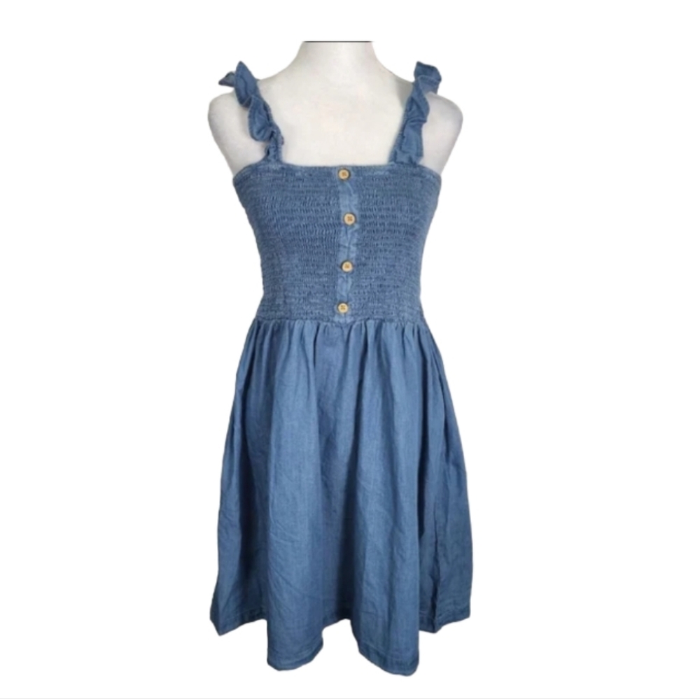 Madison Grey Sleeveless Elastic Bodice Denim Dress M NWOT